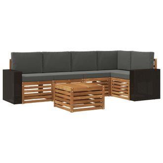 vidaXL Conjunto De Sof&aacute; Seccional Con Coj&iacute;n 6 Pcs Natural Y Antracita Vidaxl