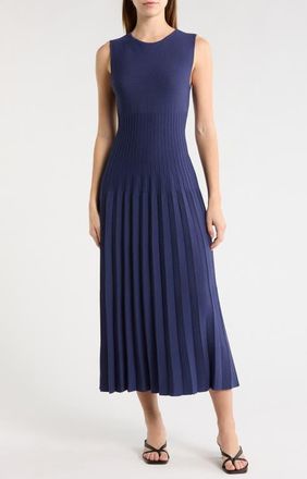 Staud Elyse Pleated Sleeveless Knit Maxi Dress in Navy at Nordstrom, Size X-Small