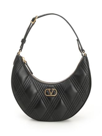 Valentino Garavani Mini Hobo Vlogo Signature Quiltie 67 Small Leather Goods Nero-Donna