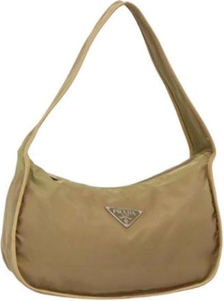 Prada Pre-owned Vintage Nylon Schoudertas - Dames - Vintage Schoudertas - Bruin - ONE Size - Nylon - Vintage
