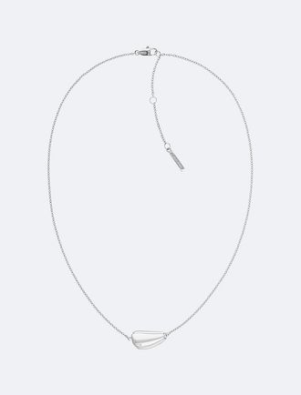 Calvin Klein Womens Drop Pendant Link Necklace - Metallic - OS
