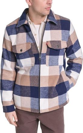 Levi's Zip Front Shacket in Tan Navy at Nordstrom, Size Xx-Large