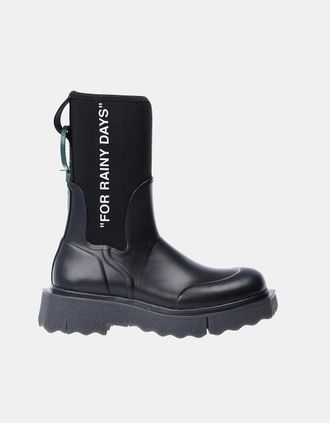 Off-white Womens Sponge Rubber Rain Boots - Sponge Rubber Rainboots - Black/Multi - Size: 5