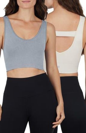 90 Degree by Reflex 2-Pack Bianca Stone Wash Seamless Tank in Weathervane/Crystal Gray at Nordstrom Rack, Size Medium