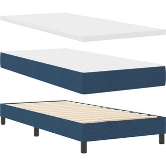 vidaXL Box Spring Bed with Mattress with Mattress Blue 100 x 200 cm vidaXL