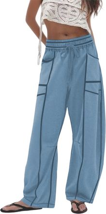 Generic Barrel Leg Trousers Womens Joggers Loose Fit Wide Leg Joggers for Women Casual Tracksuit Bottoms Sweatpants Womens Jogging Pants Sports Trousers with 