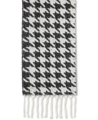 DKNY Womens Black Cream Oversized Houndstooth Blanket Wrap Scarf O/S