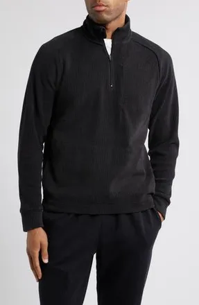 Zella Ridge Brushed Fleece Quarter Zip Pullover in Black at Nordstrom Rack, Size Medium