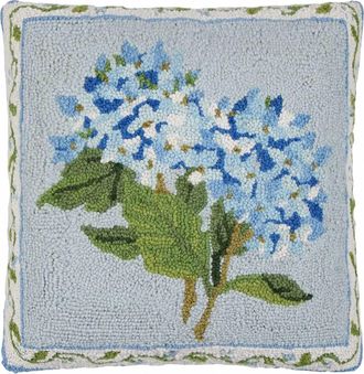 Peking Handicraft Hydrangea Hook Pillow In Blue