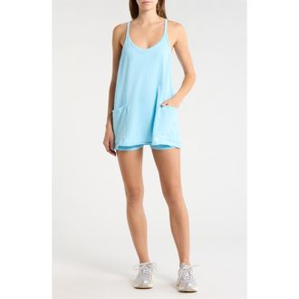 Free People FP Movement Hot Shot Racerback Romper in Bright Blue at Nordstrom, Size X-Large Regular