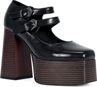 Azalea Wang Moxie Mary Jane Platform Pump in Black at Nordstrom, Size 7.5