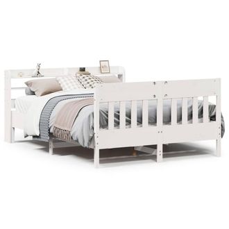 Berkfield Home Bed Frame without Mattress White 135x190 cm Double Solid Wood Pine