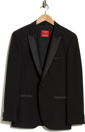 BOSS Colorblock Peak Lapel Stretch Wool Blend Sport Coat in Black at Nordstrom Rack, Size 38Short