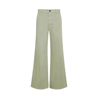 Forte_Forte Broeken, Dames, Groen, L, Katoen, Essentiële Broek van Geborstelde Katoenen Twill