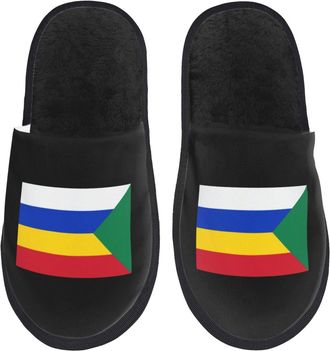 Generic Fluffy Cotton Slipper Flag of Druze Mens Slipper Warm Hotel Slippers for Indoor Winter Family L