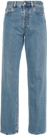 Gucci logo-patch straight jeans - women - Cotton/Cotton/Polyester - 27 - Blue