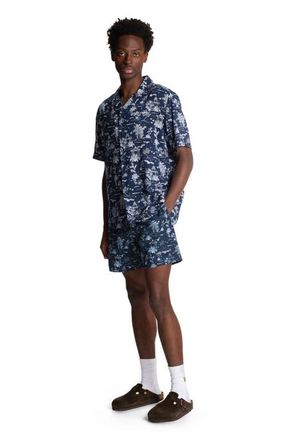 Lyle & Scott Botanical Garden Print Resort Shirt in Dark Navy at Nordstrom, Size Xx-Large