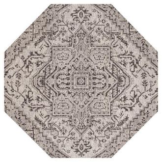 Jonathan Y Designs Estrella Bohemian Medallion Textured Weave Octagon Indoor/Outdoor Area Rug in Black/gray at Nordstrom, Size 8Ft 0In X 8Ft 0In