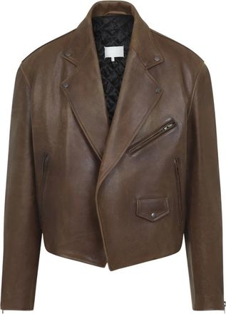 Maison Margiela Chaqueta de Cuero Biker - Jackets - Hombre - Marr&oacute;n - L