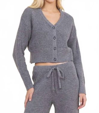 Vintage Havana Sweater Terry V-Neck Cardigan In Heather Grey