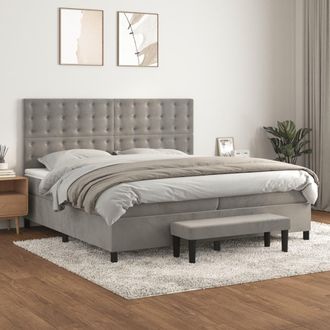 vidaXL Vidaxl - Cama Box Spring Con Colch&oacute;n Terciopelo Gris Claro 200x200 Cm