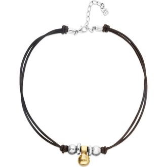 UNOde50 Leather necklace with three dials plated in a mix of silver and 18k gold at Nordstrom