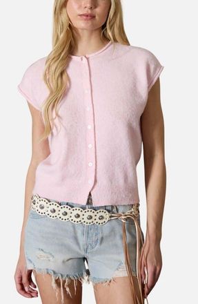 J.O.A. Cap Sleeve Cardigan in Pink at Nordstrom, Size Medium