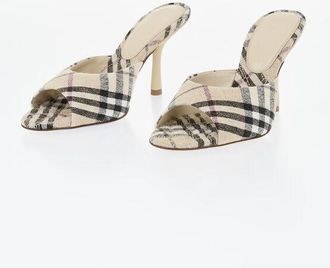 Burberry Canvas Open-Toe Mules with Tartan Pattern 9cm size 36