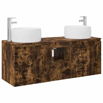 vidaXL Juego De Muebles De Ba&ntilde;o 3 Uds. Roble Ahumado Vidaxl