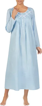 Eileen West Long Sleeve Nightgown in Solid Blue at Nordstrom, Size X-Small