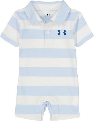 Under Armour UA Stripe Polo Romper in White/Blue at Nordstrom, Size 9-12M