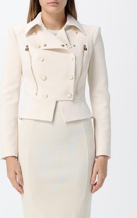 Elisabetta Franchi Giacca biker corta in cr&ecirc;pe con design doppiopetto