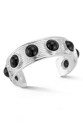 Sphera Milano Beaded Cuff Bracelet in Silver/black at Nordstrom Rack