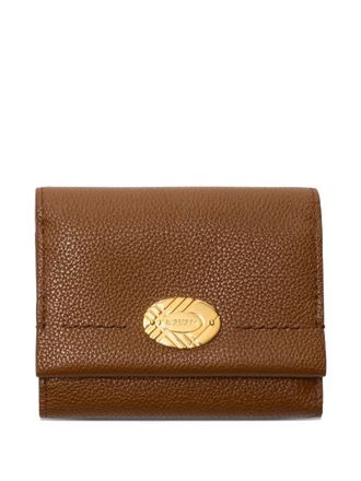 Burberry check-engraved leather wallet - Brown