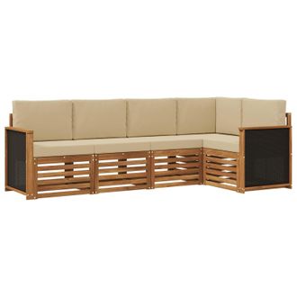 vidaXL Conjunto De Sof&aacute; Seccional Con Coj&iacute;n 4 Pcs Natural Vidaxl