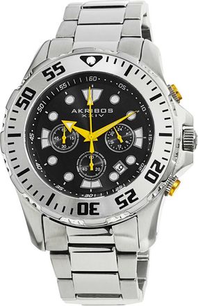 Akribos XXIV Black Dial Stainless Steel Mens Watch AK661SSB
