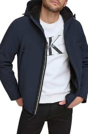 Calvin Klein Faux Shearling Lined Windbreaker Jacket in True Navy at Nordstrom Rack, Size X-Large