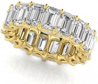 Allurez Emerald Cut Lab Grown Diamonds Eternity Ring Wedding Band 14K Yellow Gold (12.00ct)