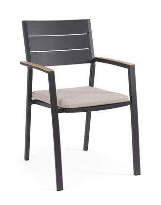 BIZZOTTO Silla con reposabrazos y coj&iacute;n en aluminio antracita