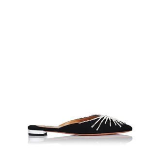 Aquazzura Elegante Muiltjes met Snakeskin Detail - Dames - Slip ons - Zwart - 36 1/2 EU - Schoenen