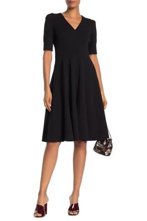 Donna Morgan V-Neck Stretch Crepe Dress in Black at Nordstrom Rack, Size 0
