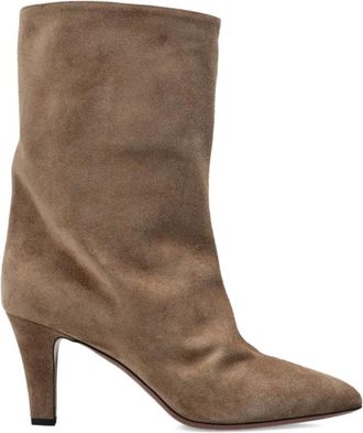 PARIS TEXAS Stivaletto in camoscio con tacco a punta - Dames - Laarzen met Hak - Beige - 38 EU - Su&egrave;de - Schoenen