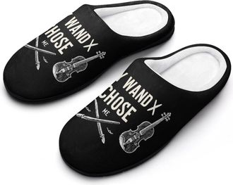 Generic Violin Violinist Music My Wand Chose Me Slippers Men Winter Warm Cotton Anti-Slip Indoor Slip-Ons House Shoes