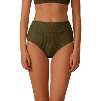 Montce Swim High Waist Bikini Bottoms in Olive Crochet at Nordstrom, Size X-Small