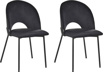 Beliani Conjunto De 2 Sillas De Comedor De Terciopelo Negro Covelo