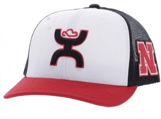 Hooey Nebraska Team Trucker Limited Edition Snapback Cap In White/black/red