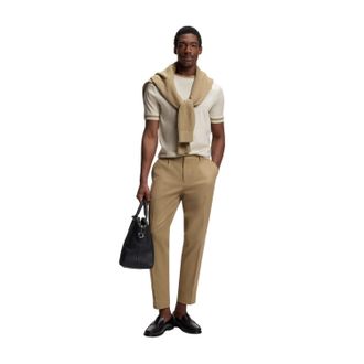 HUGO BOSS Slim-fit T-shirt voor heren met contrasterende boorden (Wit)