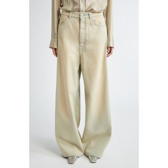Stella McCartney Overdyed Distressed Wide Leg Jeans in Sand Denim Overdyed at Nordstrom Rack, Size 27