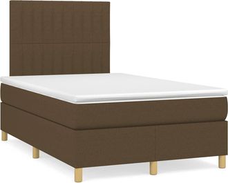 vidaXL Cama Box Spring Con Colch&oacute;n Tela Marr&oacute;n Oscuro 120x190 Cm Vidaxl