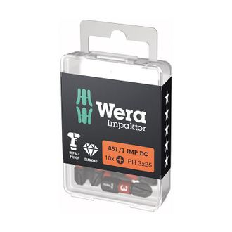 Wera Bit Impaktor 1/4 Din 3126 C6.3 Ph3x25mm 10er Pack Paquete